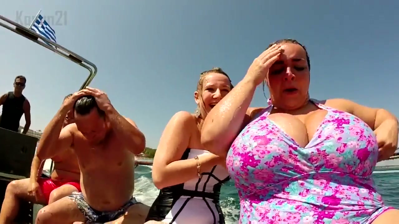 Huge tits on a boat